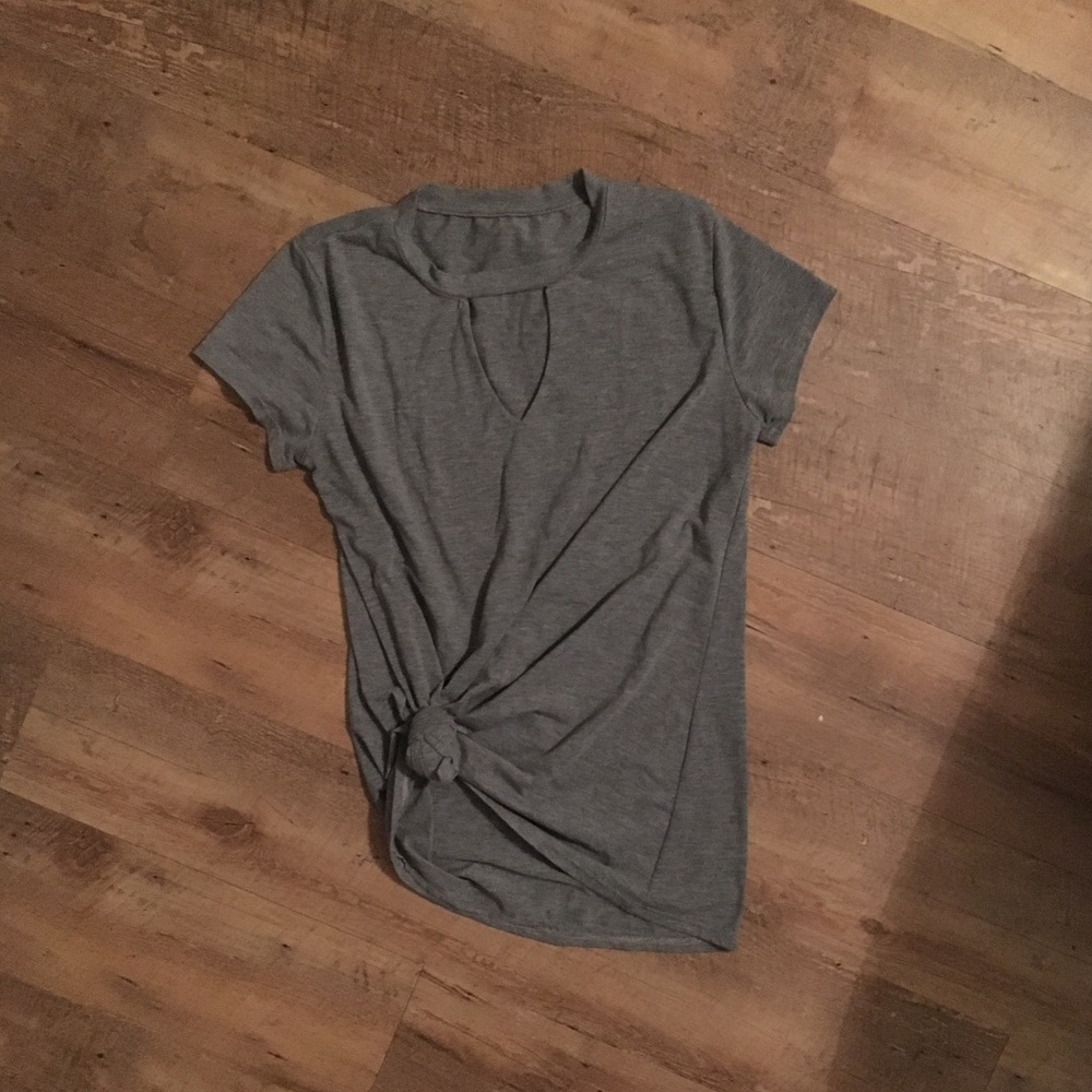 Grey Keyhole Tee